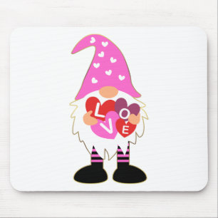 Cute LOVE Pink Heart Valentijn Gnome Muismat