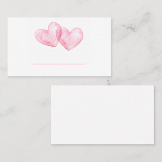 Cute Love Pink Waterverf Hearts Wedding Plaatskaartje (Voorkant / Achterkant)