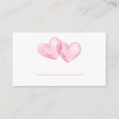 Cute Love Pink Waterverf Hearts Wedding Plaatskaartje (Voorkant)