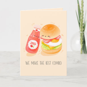 Cute Love pun carte de voeux, hamburger, nourritur