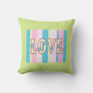 Cute Love Quote Feminine Pastel Pink Yellow Blue Kussen