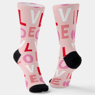 Cute Love Roze Red White Valentijns Sokken