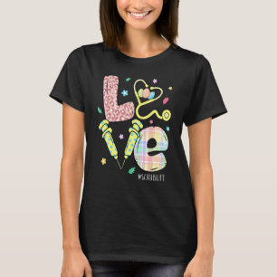 Cute Love Scrub Life Neurses Stethoscoop Leopard E T-shirt