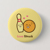 Cute Love Struck Bowling Ball and Pin Button (Voorkant)