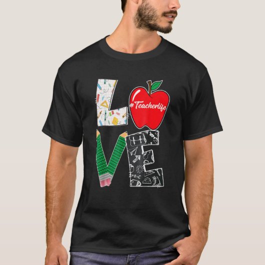 Cute Love Teaching Terug to School I Love Teacher  T-shirt (Voorkant)