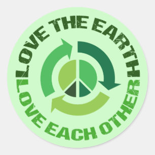 Cute Love the Earth Environmental Activist Ronde Sticker