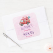Cute Love Truck Carft Hearts & Flowers Party Vierkante Sticker (Envelop)