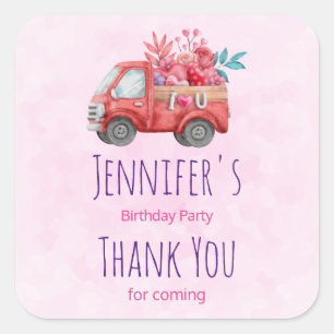 Cute Love Truck Carft Hearts & Flowers Party Vierkante Sticker