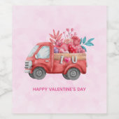 Cute Love Truck met Heart Cargo Waterverf Wijn Etiket (Enkel label)