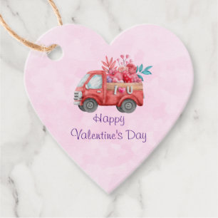 Cute Love truck op een roze achtergrond Bedankjes Labels