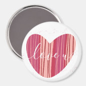 Cute Love U Roze Textured Heart Magnet Magneet (Voorkant / Achterkant)