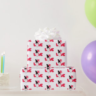 Cute love Valentijnsdag Gnome Red Black White Cadeaupapier