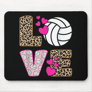 Cute Love Volleyball Leopard Print Women Vo Muismat
