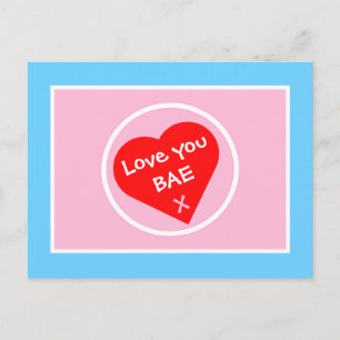 Cute Love You BAE Hearts Briefkaart