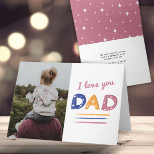 Cute Love you Pap Pink Typography Photo Holiday Ca Kaart