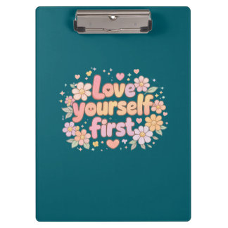 Cute Love Yourself Floral Quote Design | Gift Bag Klembord