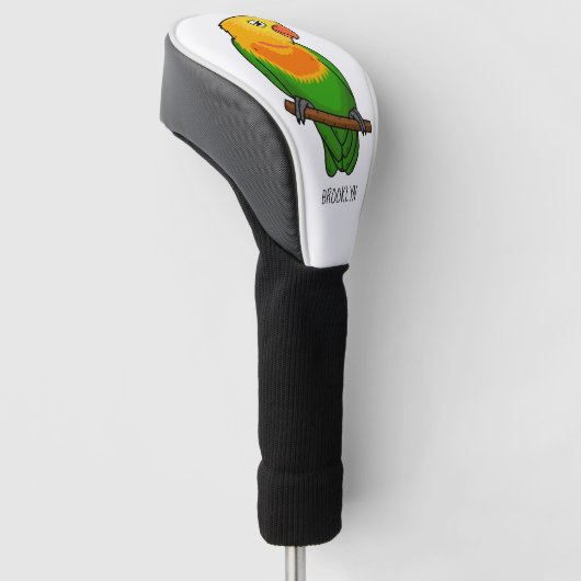 Cute lovebird cartoon parrot golfheadcover (Schuin)