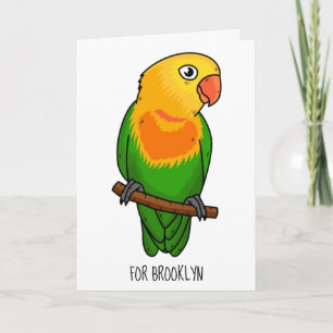 Cute lovebird cartoon parrot kaart