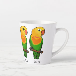 Cute lovebird cartoon parrot latte mok