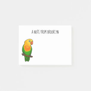 Cute lovebird cartoon parrot post-it® notes