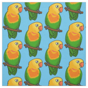 Cute lovebird cartoon parrot stof