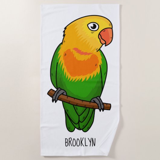 Cute lovebird cartoon parrot strandlaken (Voorkant)