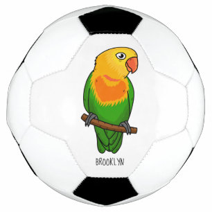 Cute lovebird cartoon parrot voetbal