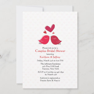 Cute Lovebird Couples Shower Invitation Kaart