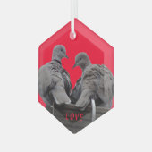 Cute Lovebird Cust. Tekstglazen versiering Glas Ornament (Voorkant links)