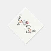 Cute Lovebird Pink White Tortelduifjes Weddenschap Servet (Hoek)
