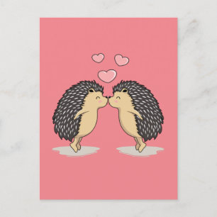 Cute Lovely Kissende Hedégs, Funny Sweet Briefkaart
