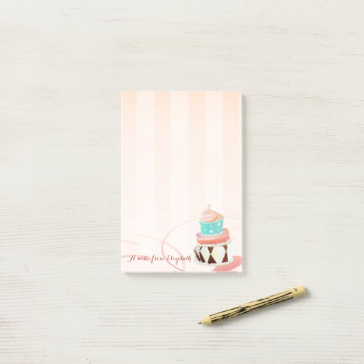 Cute Lovely Stylish Girly, Cake Post-it® Notes (Op bureau)