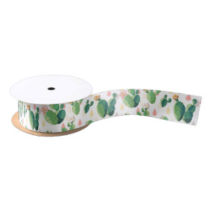 Cute Lovely Succulent Cactus Satin Ribbon Lint