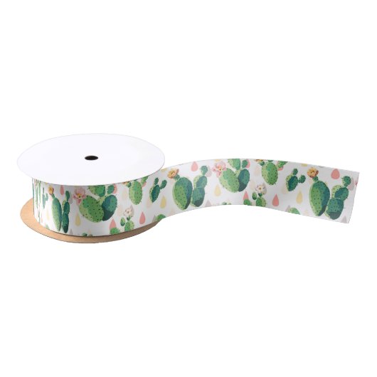 Cute Lovely Succulent Cactus Satin Ribbon Lint (Spoel)