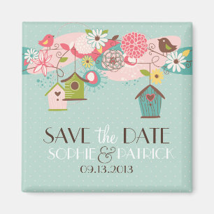 Cute Lovevogels & Birdhouses Save the Date Magnet Magneet