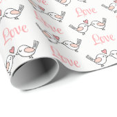 Cute Lovevogels Roze Tortelduifjes Roze huwelijk Cadeaupapier (Rol Hoek)