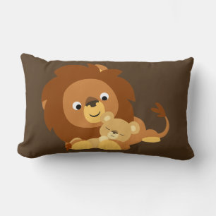 Cute Loving Cartoon Lion Pap en Cub Pillow Kussen
