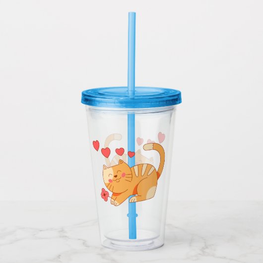 Cute Loving Oranje Tabby Kitten Acryl Drinkbeker (Voorkant)