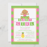 Cute Luau Hula Invitation Baby shower fille
