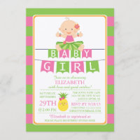 Cute Luau Hula Invitation Baby shower fille