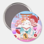 Cute Lucky Cat Magnet Magneet (Voorkant / Achterkant)