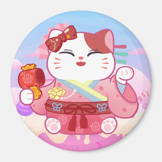Cute Lucky Cat Magnet Magneet (Voorkant)