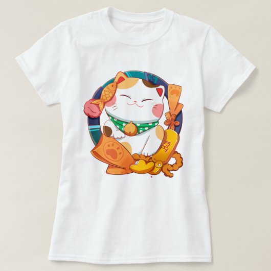 Cute Lucky Cat T-shirt (Design voorkant)