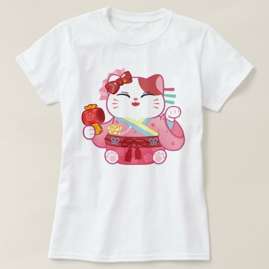 Cute Lucky Cat T-Shirt (Design voorkant)