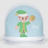 Cute Lucky Elf Holding a Gold Coin Snow Globe (Avant)