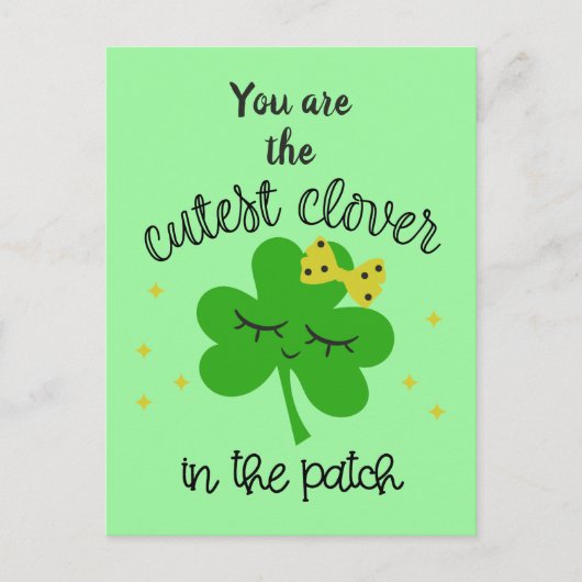 Cute Lucky Four Leaf Clover Happy St. Patricks Day Feestdagenkaart (Voorkant)