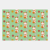 Cute Lucky Maneki-neko Gamer Dice Pattern Inpakpapier Vel (Voorkant 3)