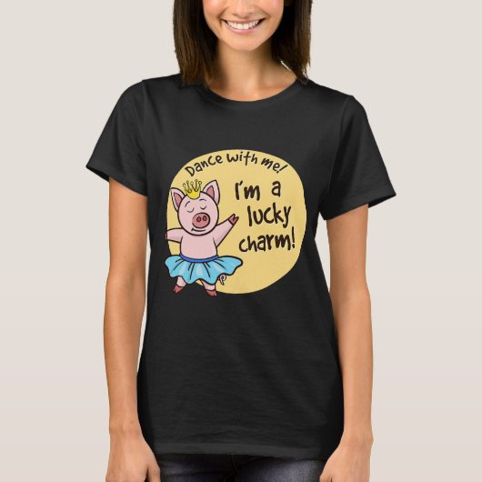 Cute Lucky Pig Happy New Years Eve T-shirt (Voorkant)
