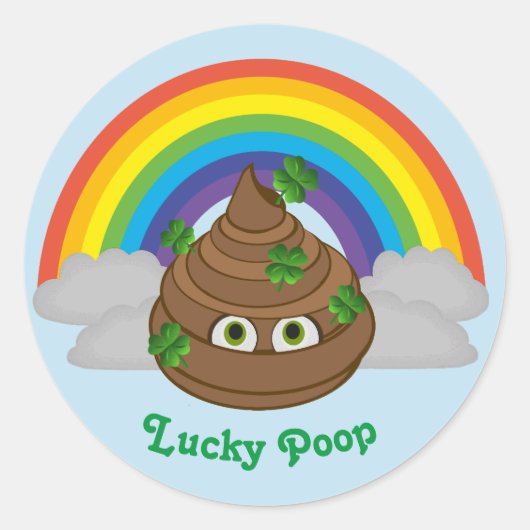 Cute Lucky Poop Ronde Sticker (Voorkant)