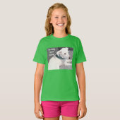 Cute Lucky Puppy Dog met Green Scarf T-Shirt (Voorkant volledig)
